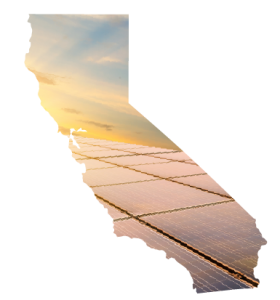 california state outline filled with sunset solar image